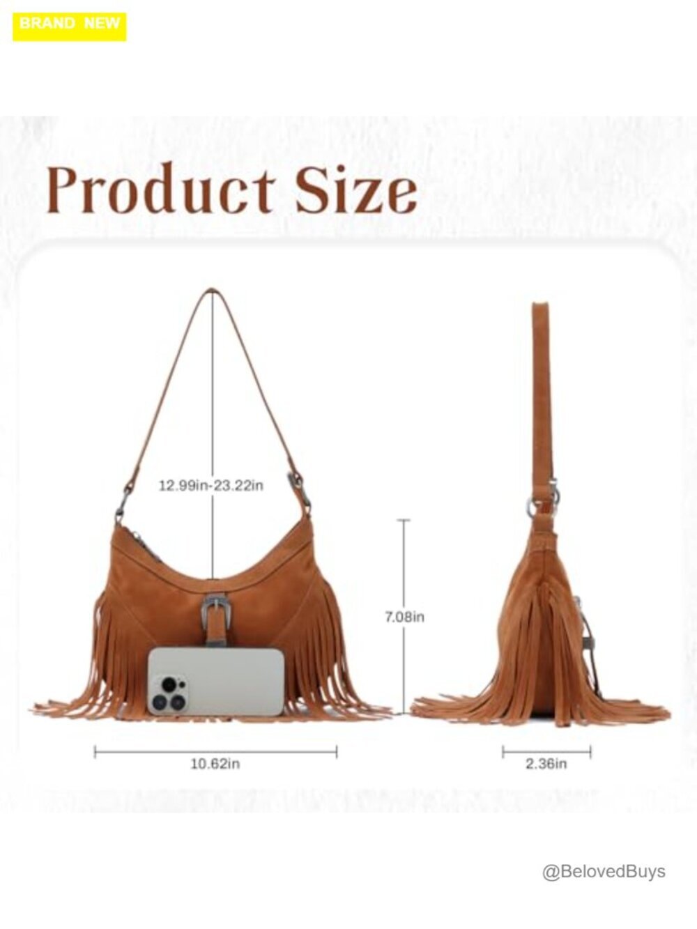 Faux Leather Fringe Hobo Bag Crossbody Tassel Purse - Picture 3 of 7